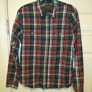 Lucky Brand Saturday Stretch Plaid Long Sleeve Button Up Shirt Men's sz Medium.